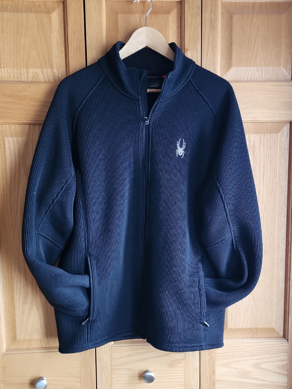 Spyder Size Large  Black Full-Zip Sweater Jacket with Logo - Picture 3 of 12